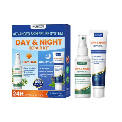 KUBOZN® Psoriasis Day & Night Repair System - 100% Steroid-Free Relief Duo for Plaques, Scaling & Itch