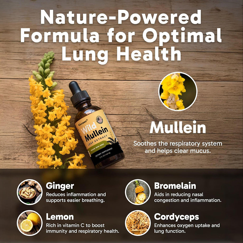 Cvreoz®New Maximum Potency Mullein Drops For Cough Control & Lung Rejuvenation