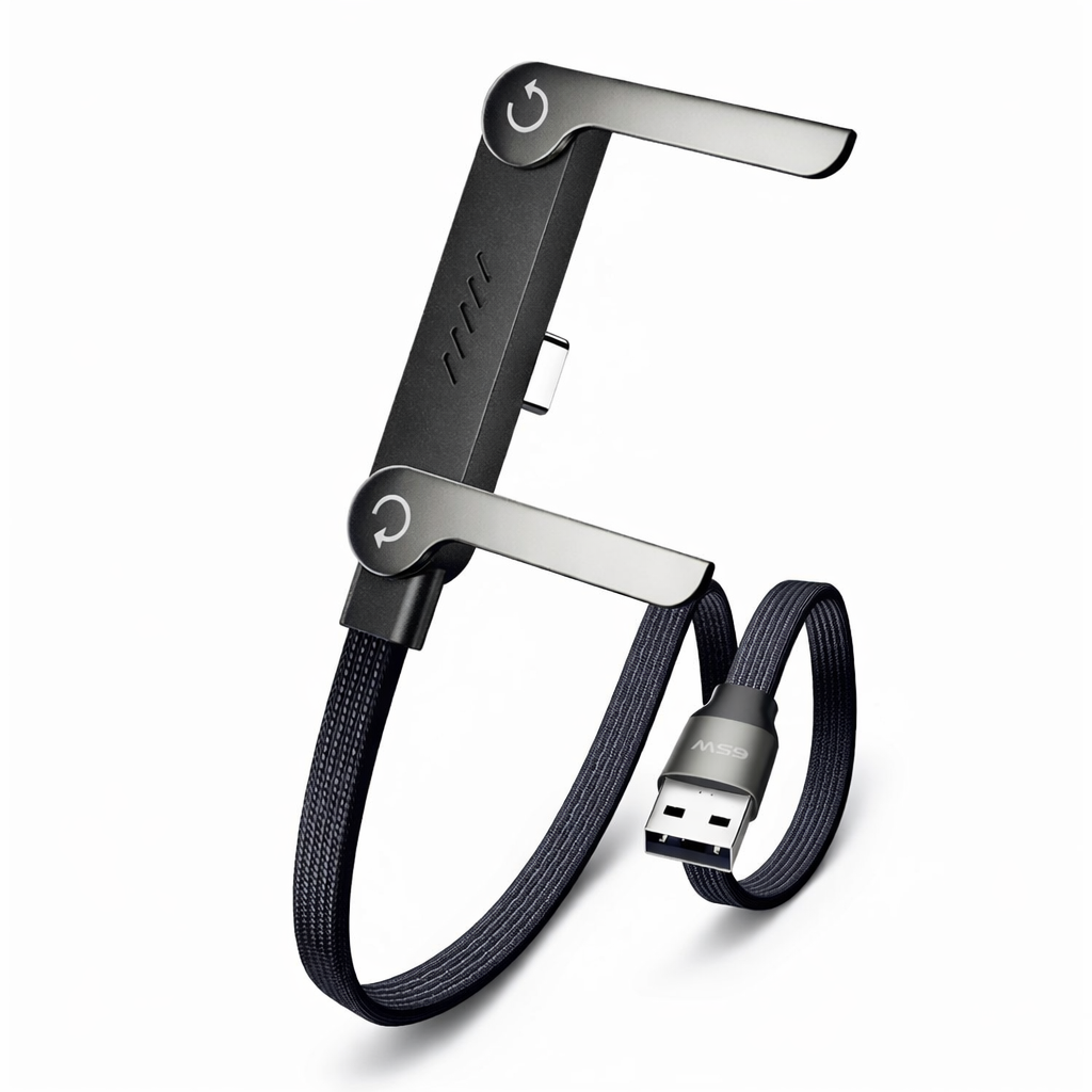 🥇KUBOZN® 2-in-1 Invisible Holder Charger Cable – 240W Fast Charging Cord with Built-In Phone Stand (Offer)